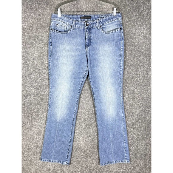Nine West Bleecker Bootcut Jeans Womens Size 14 Long Stretch Blue Denim 5 Pocket - Picture 1 of 16